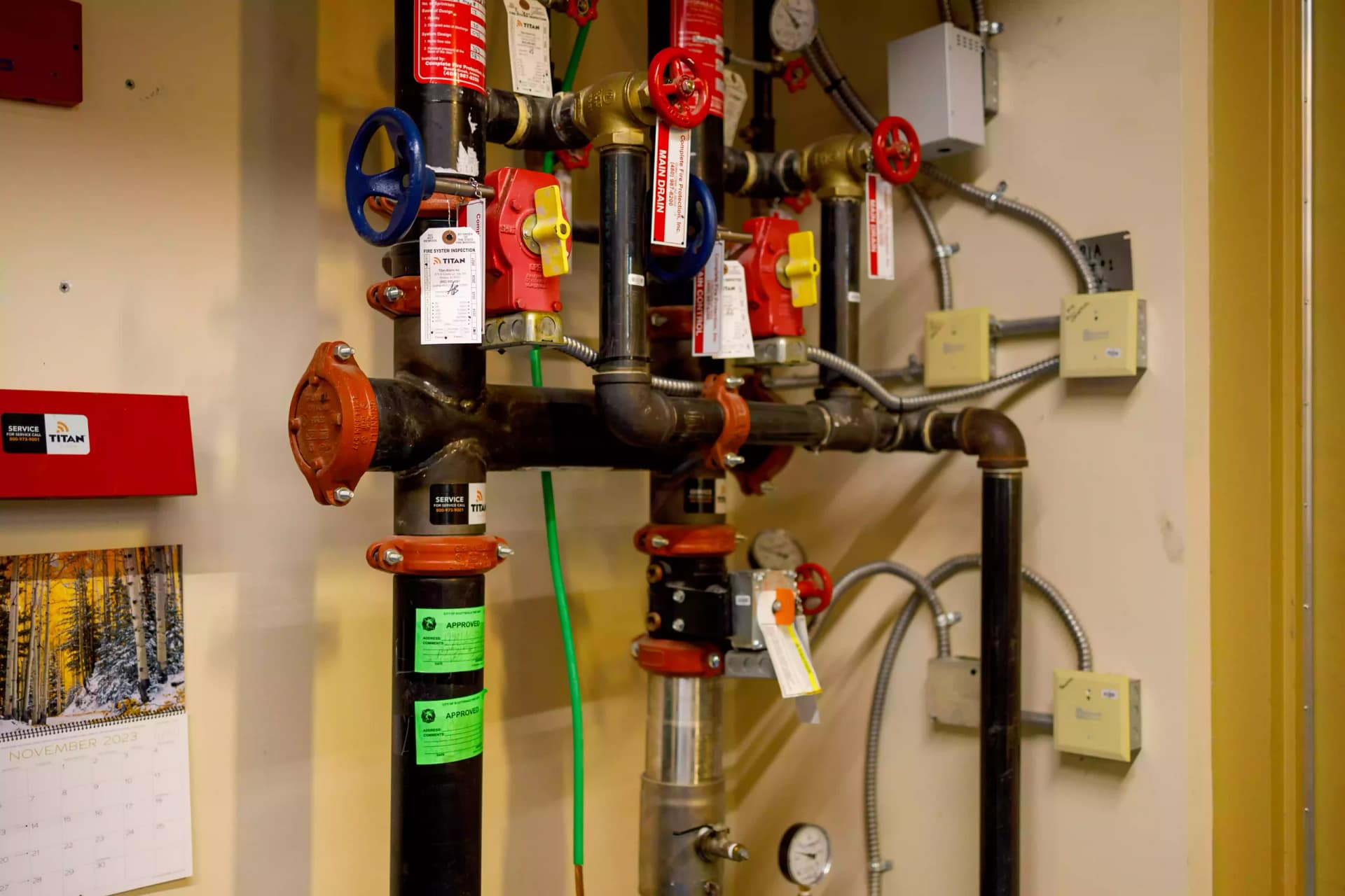 Titan Alarm & Fire technician performing a fire system inspection
